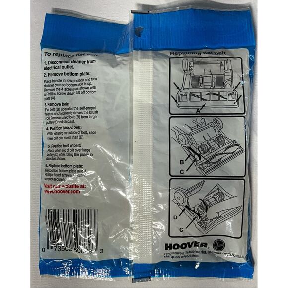 New Sealed in Package Hoover Vacuum Cleaner Belts ~ 2 per bag ~ Belt #38528-035 - Picture 2 of 2